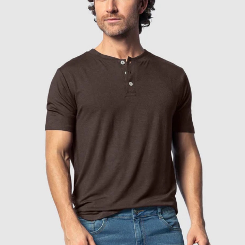 Kenneth Cole Henley Shirt Brown